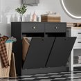 thumbnail image 6 of Trash Storage Cabinet with 2 Drawers, Double Tilt Out Trash Can Cabinet, Hidden Garbage Bin, Free Standing Laundry Sorter Organizer for Kitchen Dining Living Room, Bathroom, Black, 6 of 8
