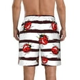 thumbnail image 3 of Disketp Men'S Swim Trunks Hawaiian Breathable Surf Beach Swimsuits Mesh Lining Beach Shorts With Pockets-Ladybugs On Black And White Striped1, 3 of 9