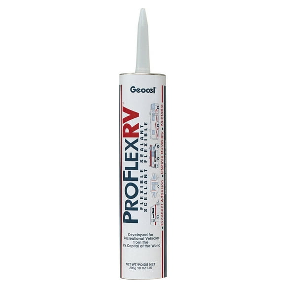 Geocel Roof Sealant GC28859 Pro Flex RV; Compatible With Aluminum/Glass/Kynar 500 Coated Steel/Wood/Fiberglass And Vinyl; Paste; Almond; 10 Ounce Cartridge; Single; Paintable; UV And Mildew Resistant