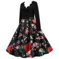 thumbnail image 4 of Vestido de fiesta de Navidad de manga larga con cuello en V para mujer Vestido vintage para mujer Fridja yut4865, 4 of 8