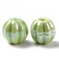 thumbnail image 3 of Handmade Pearlized Porcelain Beads Pearlized Pumpkin Yellow Green 12x10~10.5mm Hole: 2~2.2mm, 3 of 3