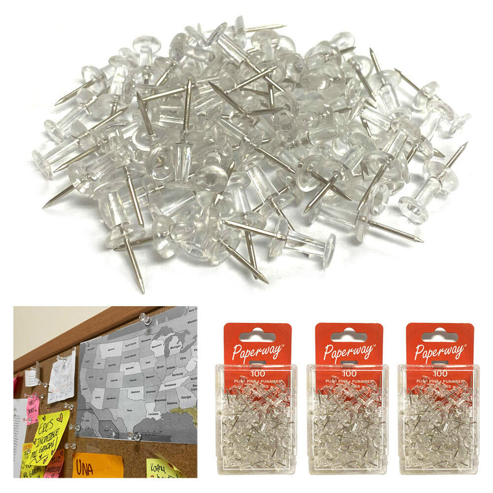300 Pcs Push Pin Thumb Tacks Office Pushpin Drawing Cork Board Steel