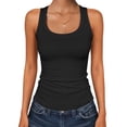 thumbnail image 3 of ANRABESS Womens Scoop Neck Ribbed Tank Tops Knit Sleeveless Racerback Workout Tops Slim Fitted Basic Cami Shirts Casual Summer Outfits Black XS, 3 of 12