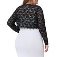 thumbnail image 3 of Unique Bargains Women's Plus Size Sheer Long Sleeve Open Front Cardigan Lace Shrug, 3 of 5