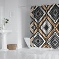 thumbnail image 2 of Brown Geometric Triangle Diamond Pattern Shower Curtain 84"x72" ,Bathroom Decorative Shower Curtains Set with 12 Hooks,Modern Waterproof Washable Shower Curtain, 2 of 6