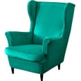 thumbnail image 3 of TOPCHANCES Wingback Chair Covers, Stretch Velvet Wing Chair Armchair Slipcover Furniture Protector For Living Room Bedroom, Malachite Green, 3 of 6