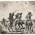 thumbnail image 2 of Ivan Ivanec 16x15 Black Ornate Wood Framed Double Matted Museum Art Print Titled - Battle Scene. Cossacks on Horses Shooting at Planes (1920), 2 of 5