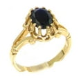 thumbnail image 1 of LBG British Made Classic Solid 10k Yellow Gold Natural Sapphire Womens Solitaire Ring - 33 size options - Size 5.25, 1 of 7