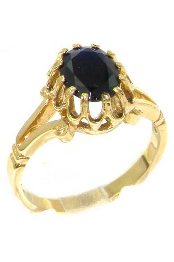LBG British Made 9k Yellow Gold Natural Sapphire Womens Engagement Ring - 33 size options - Size 10