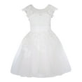 thumbnail image 1 of B91xZ Robe à Volants pour Filles Sans Manches à Col Ras du Cou, Robe Maxi, Blanc 6, 1 of 5