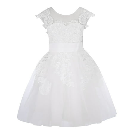 

NECHOLOGY Com Dress Girl Children S Bridesmaid Lace Junior Dress Dress Flower Wedding Dress Tulle Girls Gowns for Girls Party Wear Dress White 4