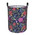 thumbnail image 1 of Balery Floral Cesta de ropa redonda con asas, impermeable, independiente, para ropa, juguetes, dormitorio y familia-Small, 1 of 6