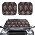 thumbnail image 2 of Xecao Skull and Red Roses for Foldable Car Sun Shades (2-Pack) offer sun protection with an easy-fold design for convenient windshield shading., 2 of 7