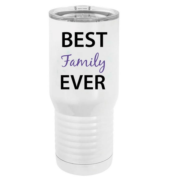 Best Family Ever Stainless Steel Vacuum Double-Walled Insulated 20 Oz Tumbler Travel Coffee Mug with Clear Lid, White