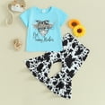 thumbnail image 2 of Bagilaanoe 2pcs Toddler Baby Girl Pants Set Letter Short Sleeve T-Shirt Tops + Floral Flare Trousers 6M 9M 12M 2T 3T 4T 5T Kids Casual Clothes, 2 of 7