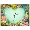 thumbnail image 1 of DesignArt Vintage Flowers with Heart Shape Large Wall Clock, 1 of 2