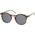 thumbnail image 3 of zeroUV Unisex Retro Horn Rimmed Keyhole Nose Bridge P3 Round Sunglasses 49mm (Shiny Brown-Tortoise / Smoke) - 49mm, 3 of 5