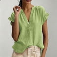 thumbnail image 6 of QASIEATN Women's Trendy Essentials Clothing: Pretty Short Sleeve V Neck Blouse Fall Fashion Outfits for Women, 6 of 6