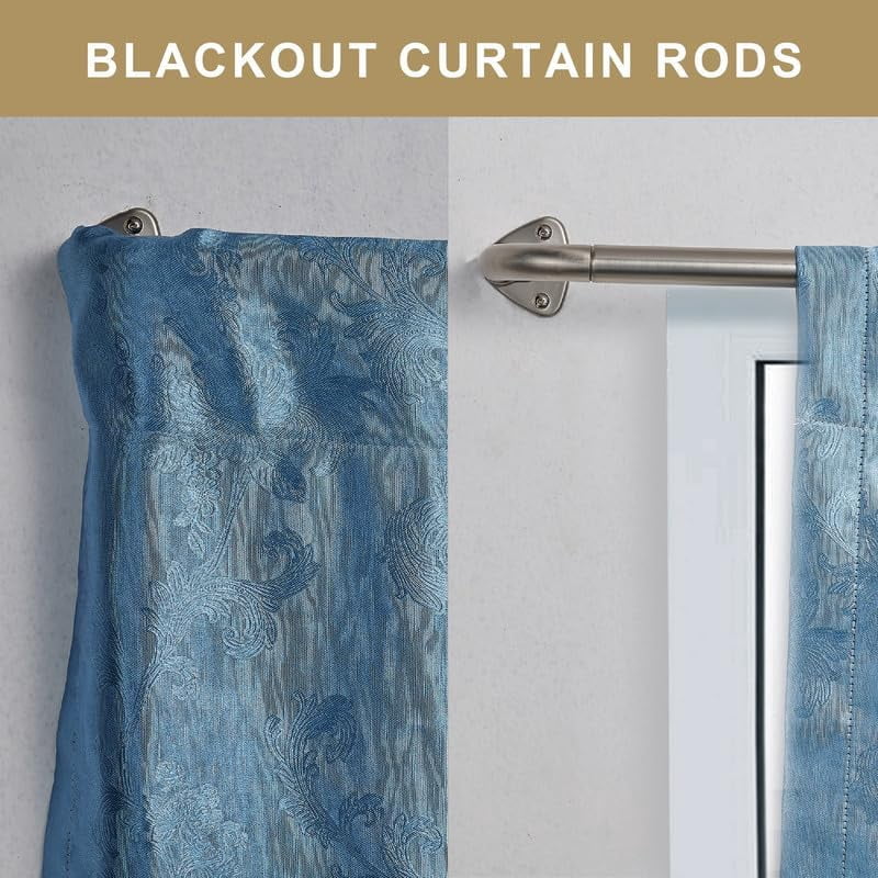 Wrap Around Curtain Rods 84-144", Brushed Nickel Curtain Rods 2 Pack, Room Darkening Curtain Rods for Window, 3/4 Inch Diameter Single Window Rod, Adjustable Blackout Curtains Rod Window Drapery Rod