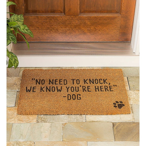 Evergreen Don't knock the Dogs know you are here Natural Coir Indoor Outdoor Doormat 1'4"x2'4" Brown