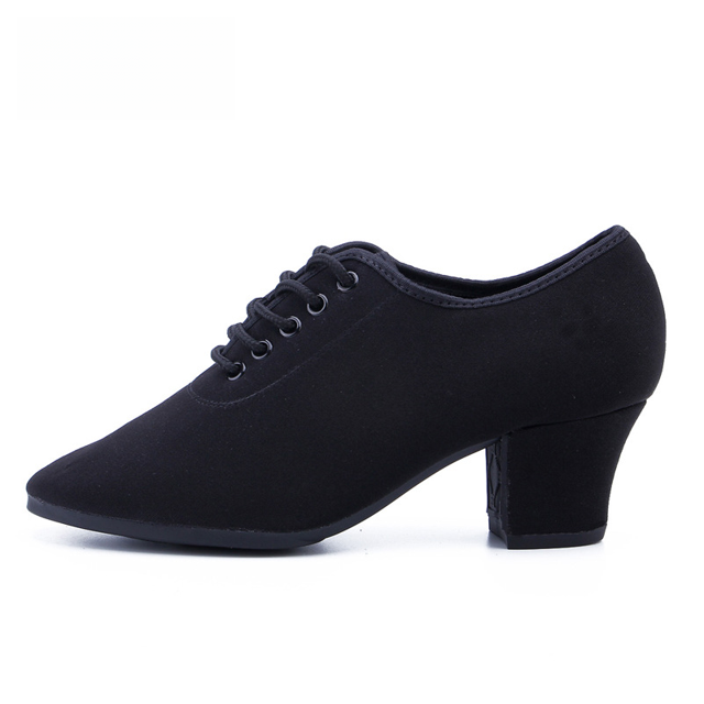 Zapatos de baile latino para adultos, tela Oxford, zapatos de ballet cuadrados negros para mujer, zapatos de baile social