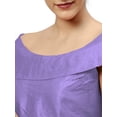 thumbnail image 4 of eloria Women's Art Silk Boat Neck Sari Top Blouse Partywear Sleevless Fillers With backside Zipper, Color : Purple, 4 of 6