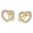 thumbnail image 1 of Pendientes de titanio para orejas sensibles, pendientes de poste de titanio para mujer, corazón (color dorado). Plata）2 piezas, 1 of 5