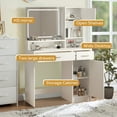 thumbnail image 4 of Vanity Desk with Mirror & LED Light Strip, Dressing Table with 3-Level Storage, 3 Lighting Modes Adjustable Brightness, White Makeup Desk for Bedroom, 4 of 6