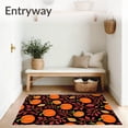 thumbnail image 3 of ODIKA 4'x6' Machine Washable Non-Slip Area Rug, Harvest Pumpkin Vine Welcome with Autumn Leaf Border Design High Traffic Rug, Orange, 662905, 3 of 7