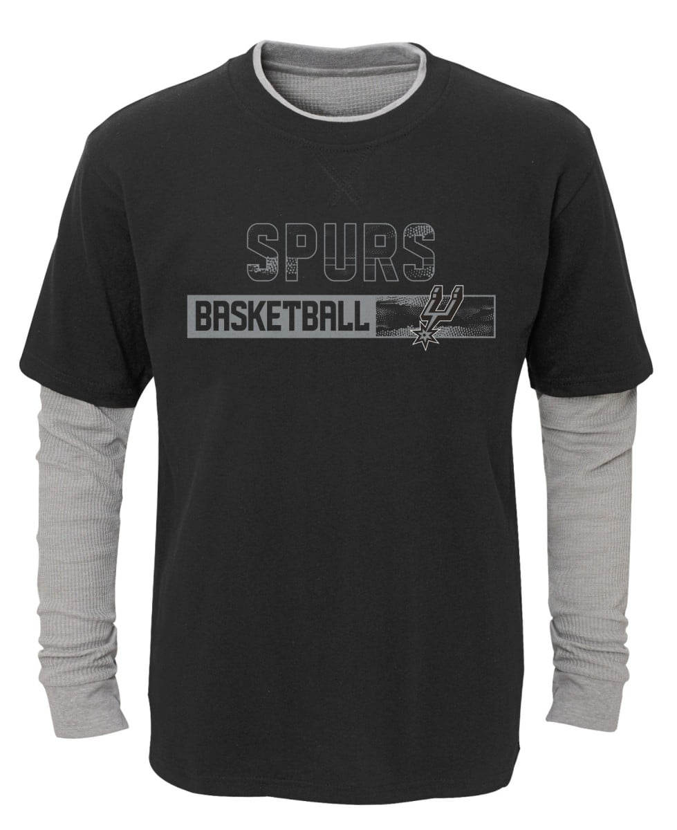 San Antonio Spurs Youth NBA "Alley Oop" L S Faux Layer Thermal Shirt by Outerstuff