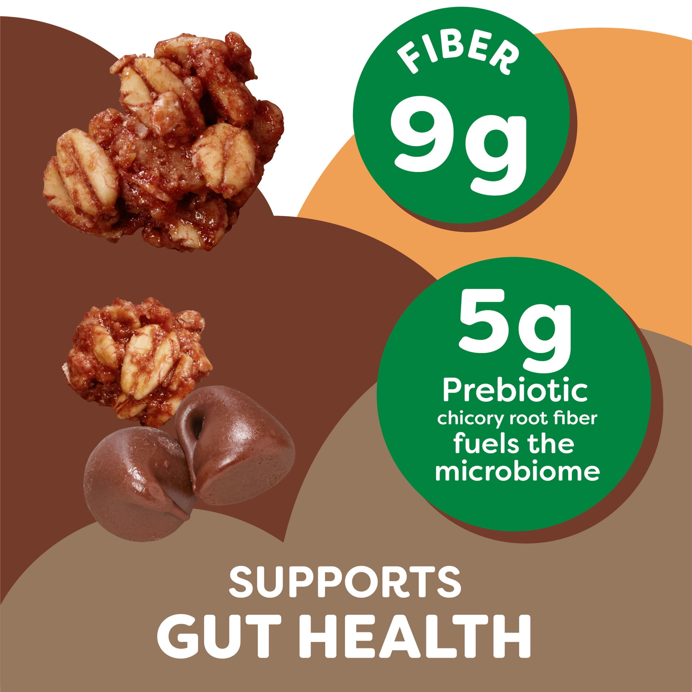 (5 pack) Kashi Gut Health Chocolate Almond Butter Granola, Prebiotics and High Fiber Bag, 8 oz