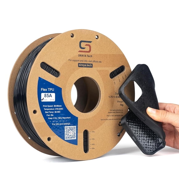 Filamento para impresora 3D Siraya Tech Flex TPU 85A Shore, 1 kg, negro