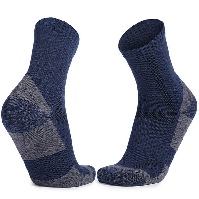 Calcetines de lana de color liso para hombre, para senderismo, deportivos, gruesos y cálidos, de lana, para esquí y nieve, de poliéster.