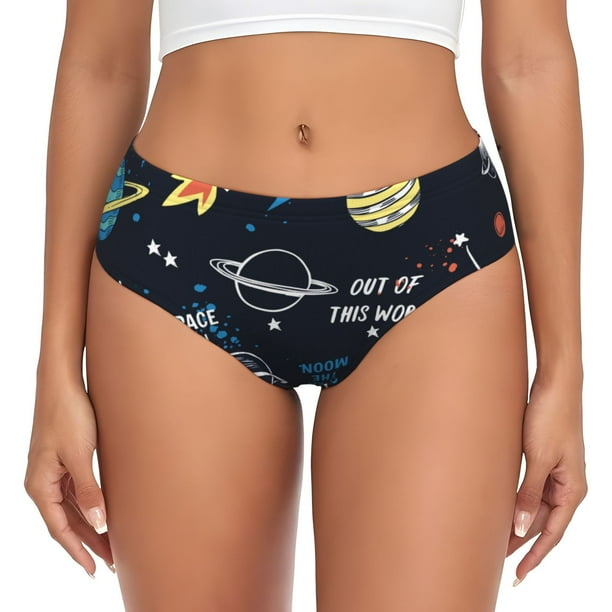 Fotbe Space Calzones Estampados para Mujer – Ropa Interior de Algodón, Cómoda, Suave y Elástica-Large
