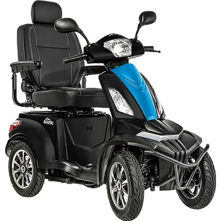 Pride Mobility Baja Raptor 2 4-Wheel Recreational Scooter with Extended Warr (Matte Black With Blue Insert)