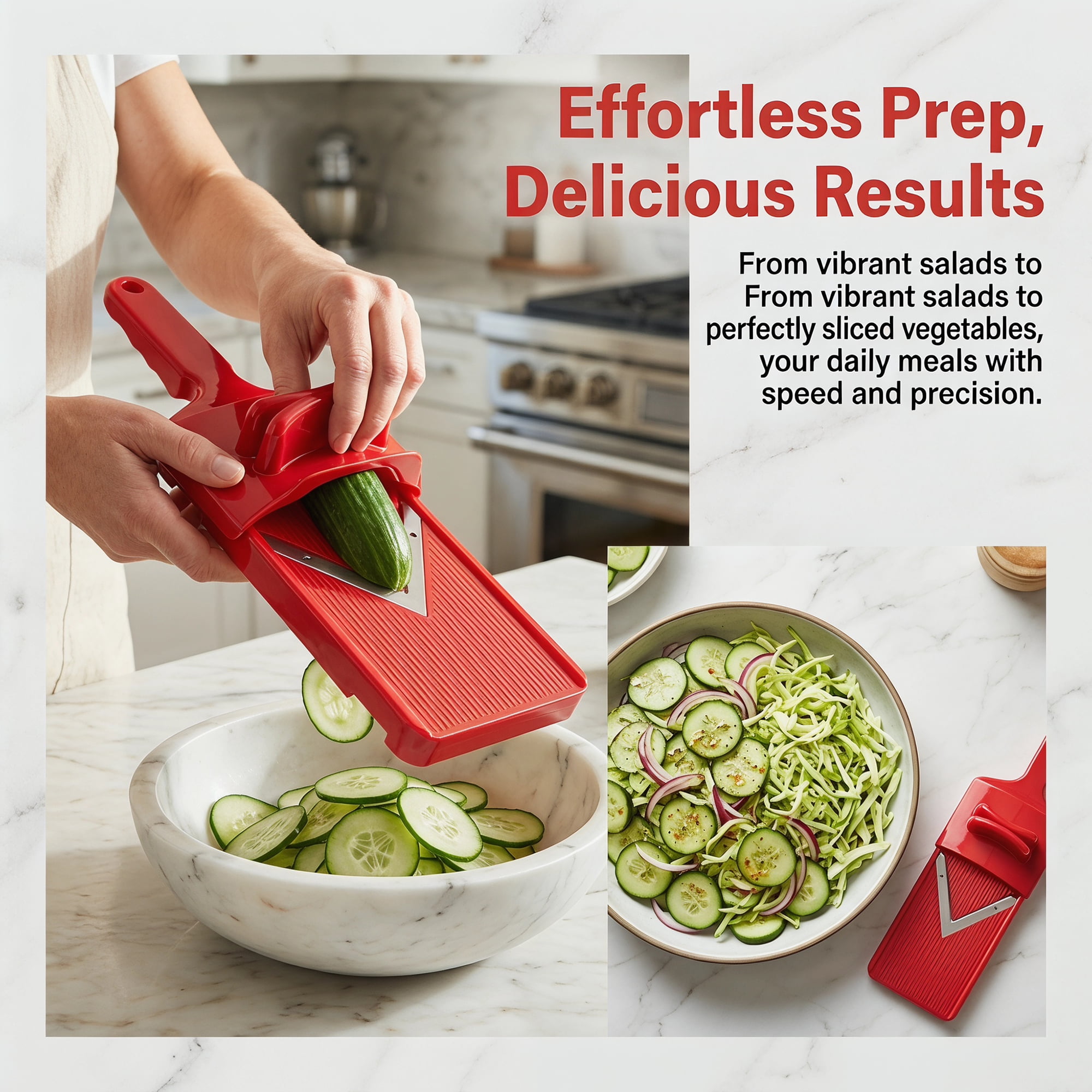 Unique Bargains Multifunctional Potato Slicer with Chopping Function Red 12.6"x3.9"