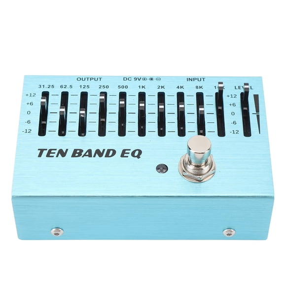 EQ Pedal, DC9V 10 Band EQ Mini True Bypass 31.25Hz-16kHz Aluminum  for Bass