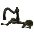 thumbnail image 1 of Kingston Brass KS3225BL 4 Inch -8 Inch Adjustable Center Wall Mount Kitchen Faucet - Oil Rubbed Bronze, 1 of 2