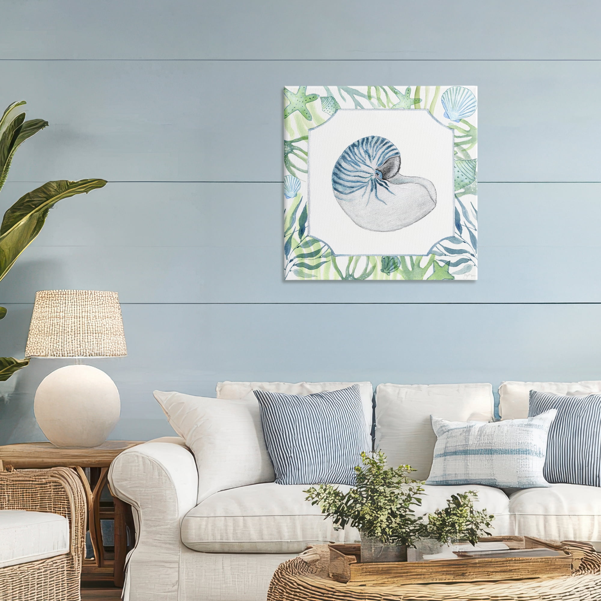 Stupell Industries Seaweed & Seashells Aquatic Canvas Wall Art, design by Janet Tava