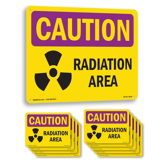 Radiation Area OSHA Caution Radiation Rigid Plastic Sign 10 Inch x 7 Inch - 10 Pack