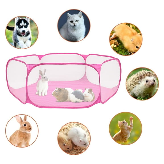 Protoiya  Outdoor Foldable Pet Playpen Breathable Small Animals Tent Transparent Pet Exercise Fence Rabbit Play Pen Cage for Rabbits Hamster Hedgehogs Diameter 120cm