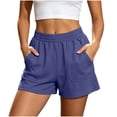 thumbnail image 2 of Hurxie Sweat Shorts for Women Casual Summer Athletic Short Elastic Waist Comfy Lounge Shorts Bottoms with Pockets Navy,XL, 2 of 7