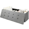 Topbuy Light Grey Storage Ottoman Fabric Folding Storage Chest with