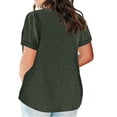 thumbnail image 3 of Otvok Summer Plus Size V Notch Neck Tunic Top for Women Short Sleeve Loose Casual Tee with Pocket, 3 of 6