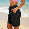 thumbnail image 6 of biudgviw Women's Sweat Shorts with Multi Pockets Drawstring Elastic Waist Cargo Shorts Comfy Textured Baggy Shorts for Gym Workout, 6 of 7