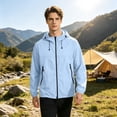 thumbnail image 6 of Nestiefly Mens Summer Jacket UPF 50+ Sun Protection Outdoor Lightweight Full Zip Hoodie Long Sleeve Fishing Hiking Shirt Sky Blue 3XL, 6 of 8