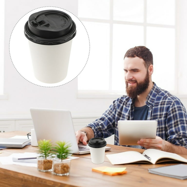 50pcs Disposable Coffee Cups Insulation Takeaway Double-Layer Paper Cup with Lid (8oz, 280ml), Size: 8*8*9.2cm