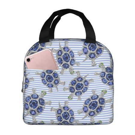 Insulated Lunch Bag for Women Men - Turtle with Blue Stones Leakproof Cooler Lunch Box for Women Men  Lunch Tote Bags for Work School Picnic Travel