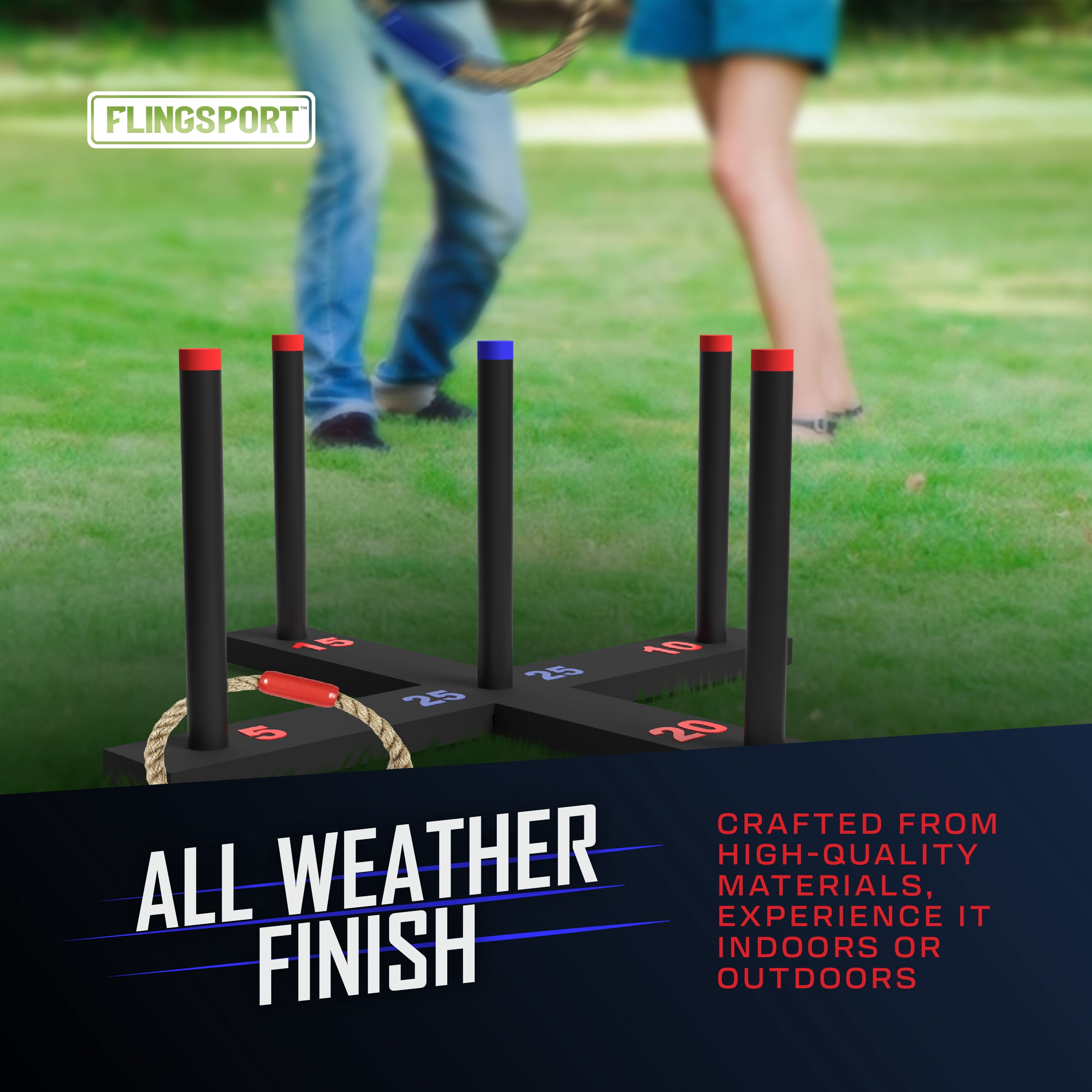 Wood Ring Toss Outdoor Yard Game for Adults and Kids