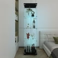 thumbnail image 3 of Tempered Glass Display Cabinet with Bluetooth LED Light Strip & Locking Casters - Multi-Use Storage for Living Room, Office, or Bedroom - Black, 3 of 9